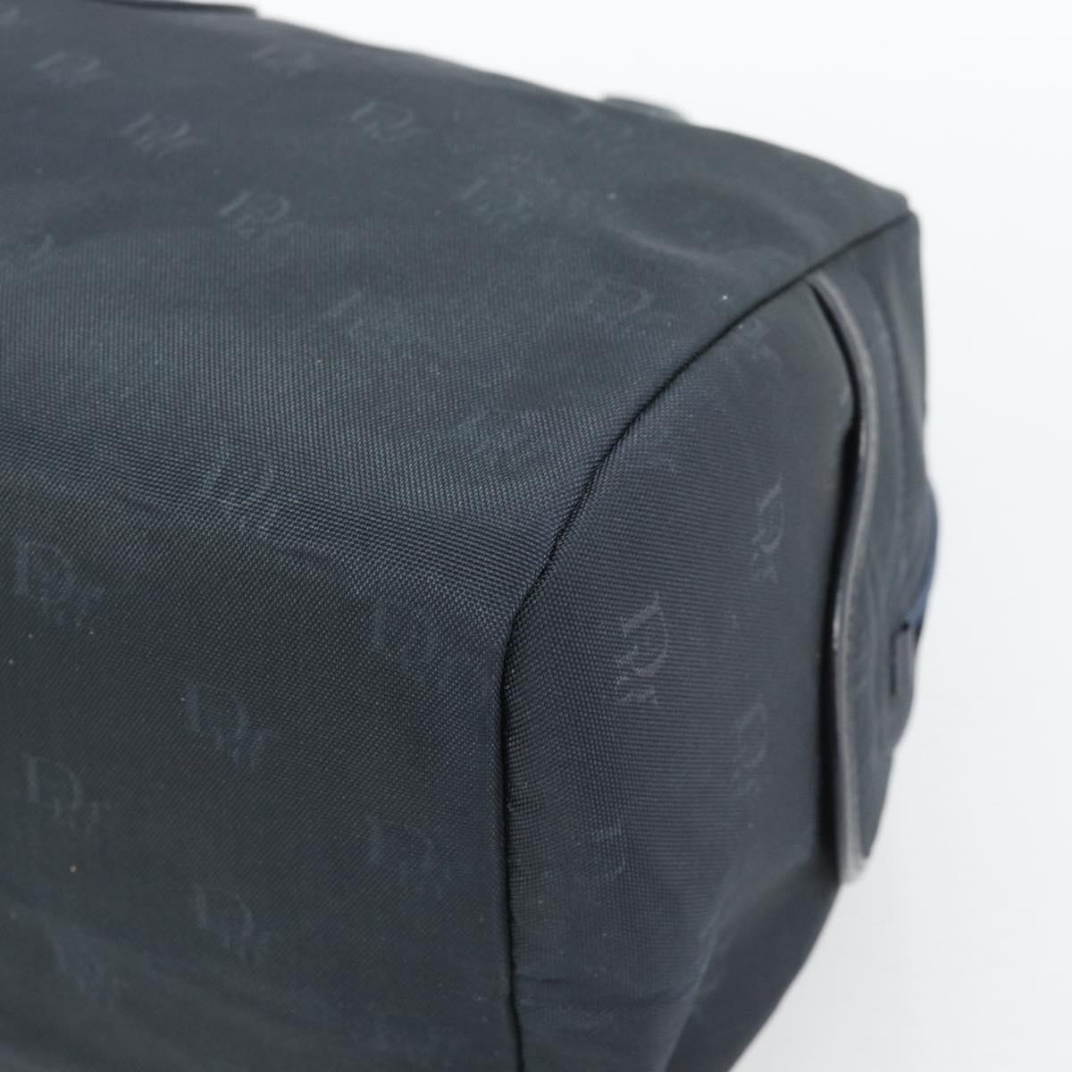 Christian Dior Hand Bag Canvas Navy Gold Auth bs36400