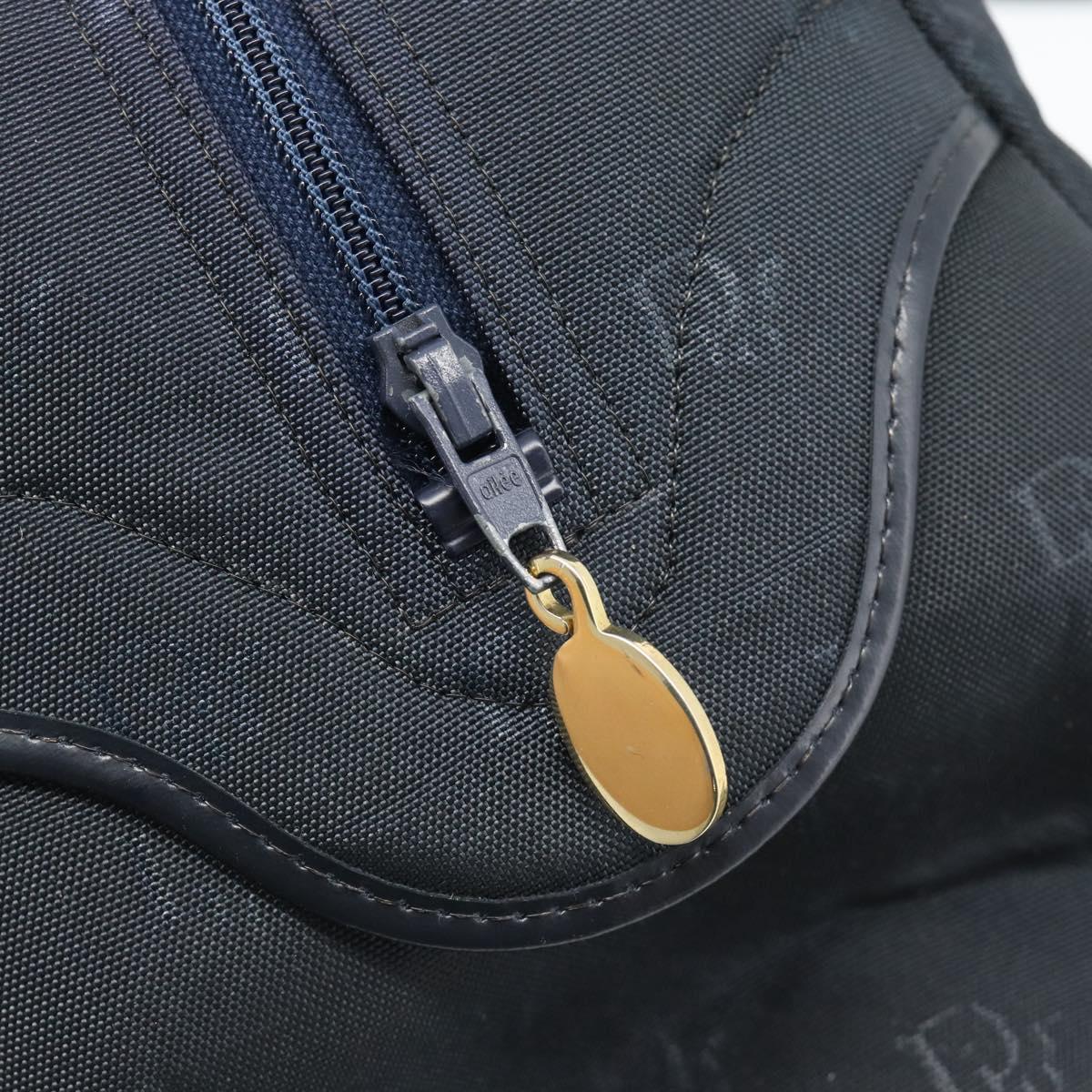 Christian Dior Hand Bag Canvas Navy Gold Auth bs36400
