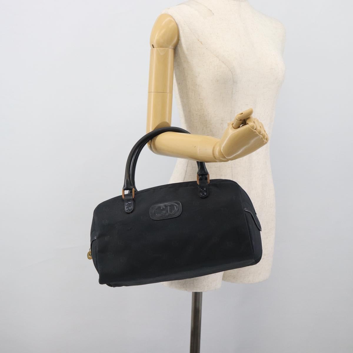 Christian Dior Hand Bag Canvas Navy Gold Auth bs36400