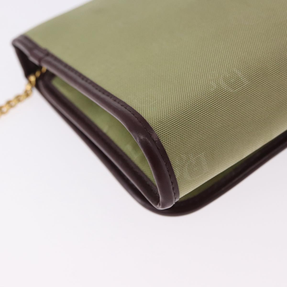 Christian Dior Chain Shoulder Bag Nylon Beige Gold Auth bs36401