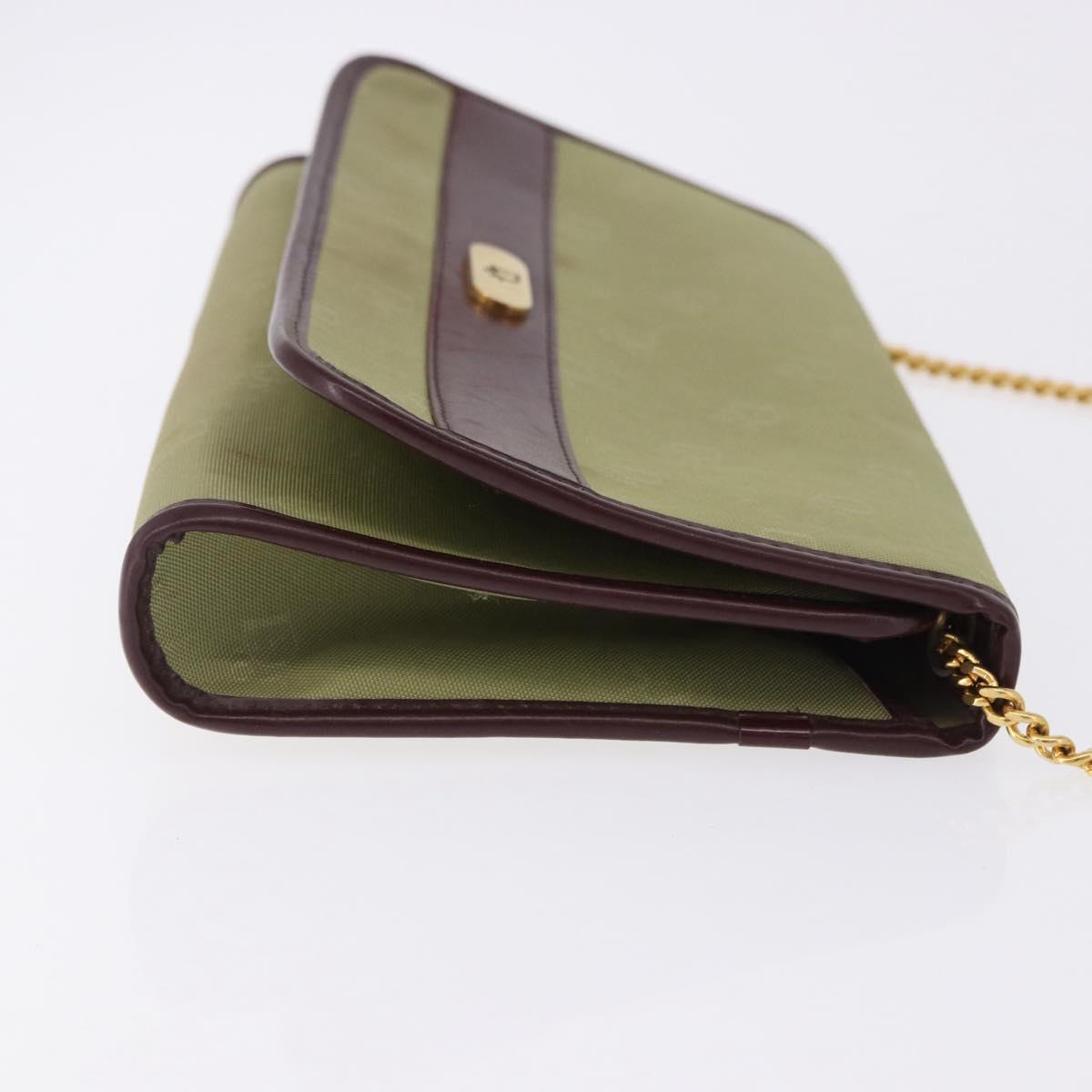 Christian Dior Chain Shoulder Bag Nylon Beige Gold Auth bs36401