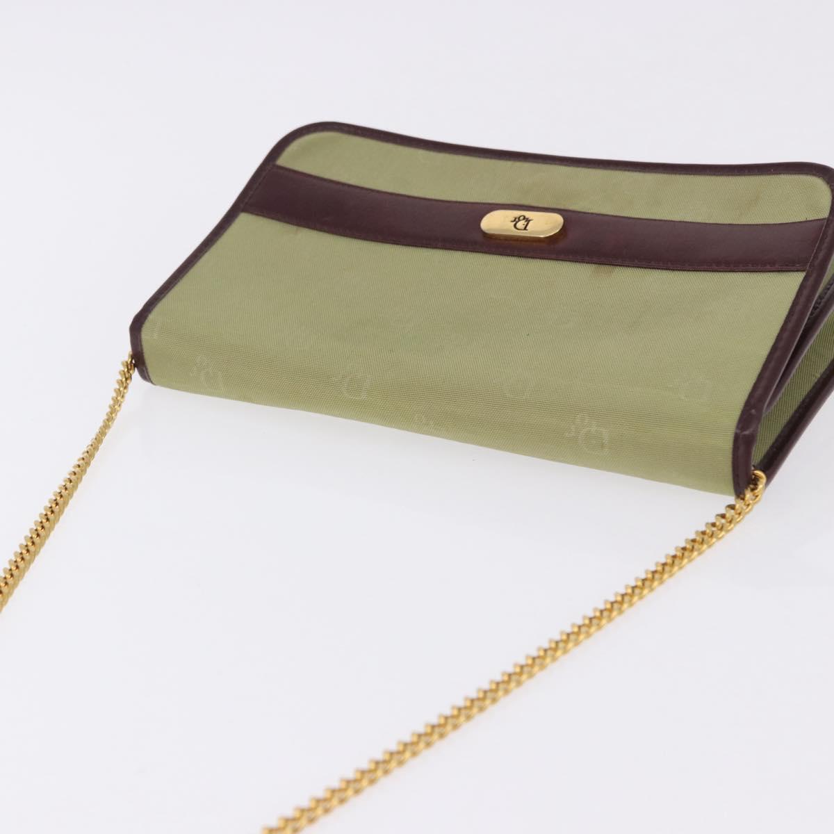 Christian Dior Chain Shoulder Bag Nylon Beige Gold Auth bs36401