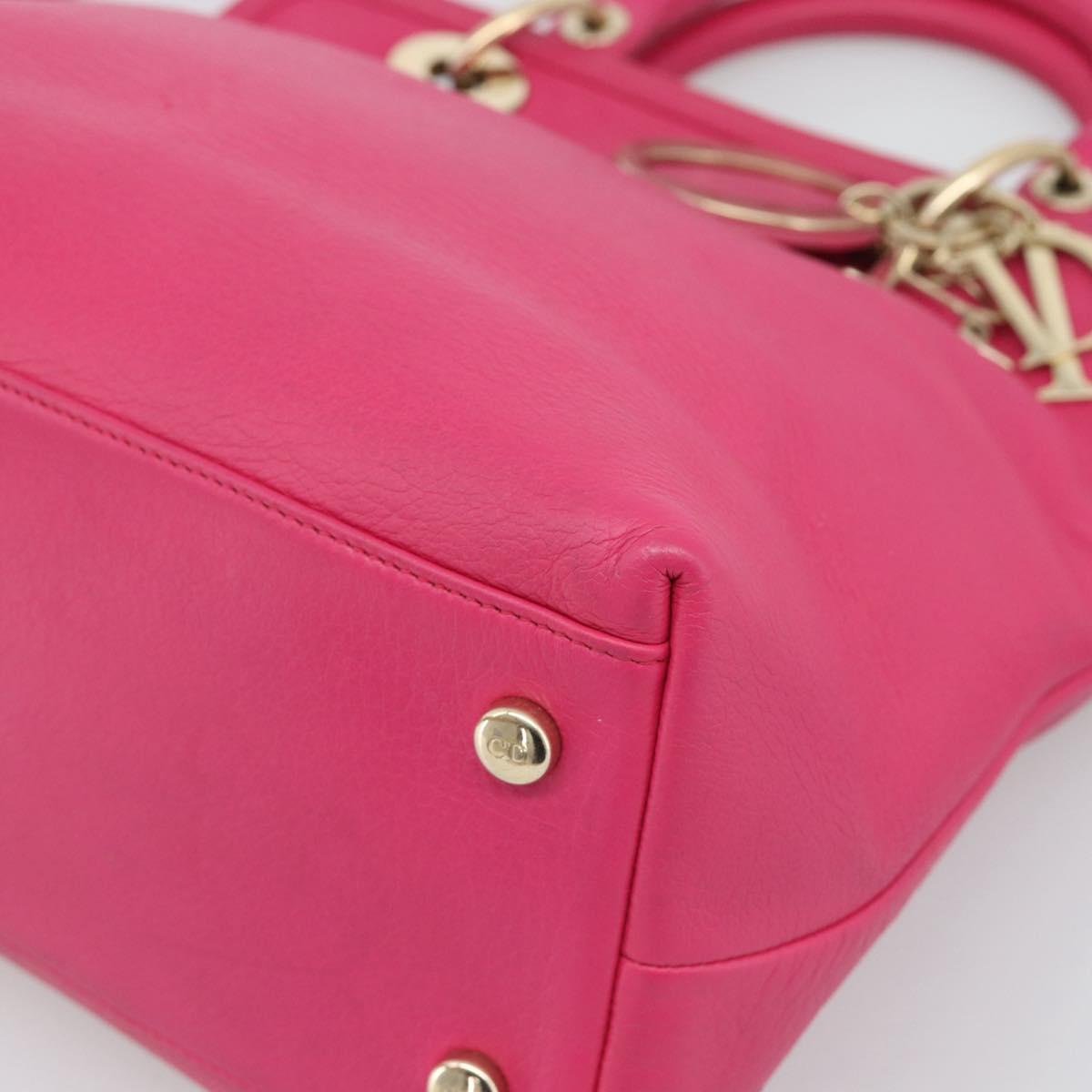 Christian Dior Diorissimo Hand Bag Leather 2way Pink Gold Auth bs36402V