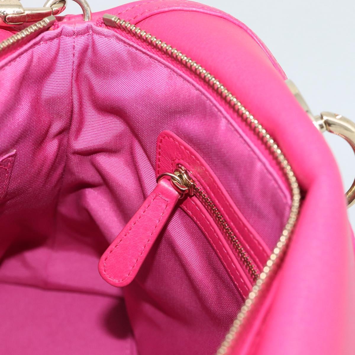 Christian Dior Diorissimo Hand Bag Leather 2way Pink Gold Auth bs36402V