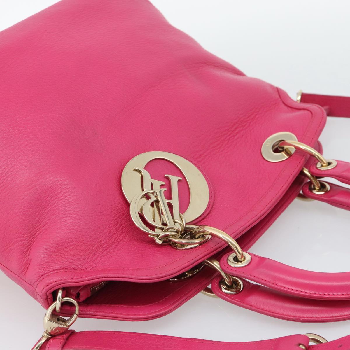 Christian Dior Diorissimo Hand Bag Leather 2way Pink Gold Auth bs36402V