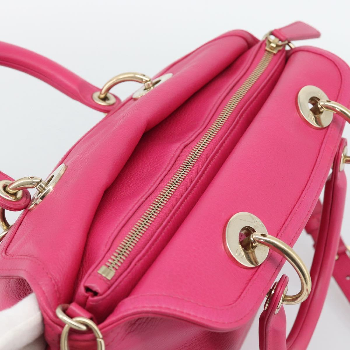 Christian Dior Diorissimo Hand Bag Leather 2way Pink Gold Auth bs36402V