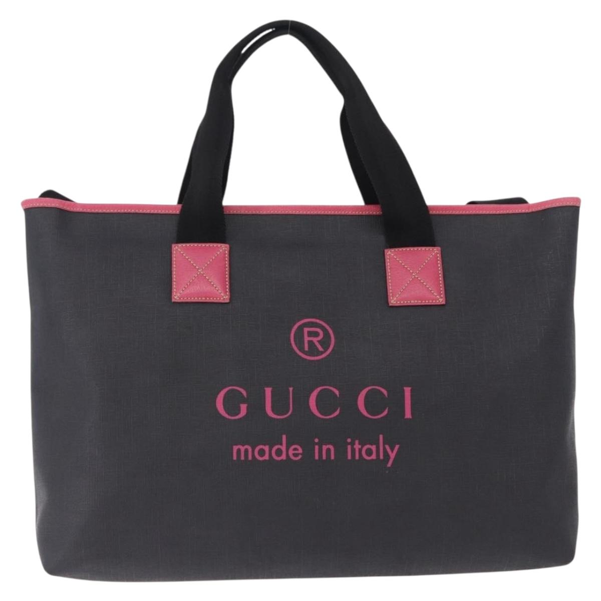 GUCCI Tote Bag PVC Leather Black 162785 Auth bs36403