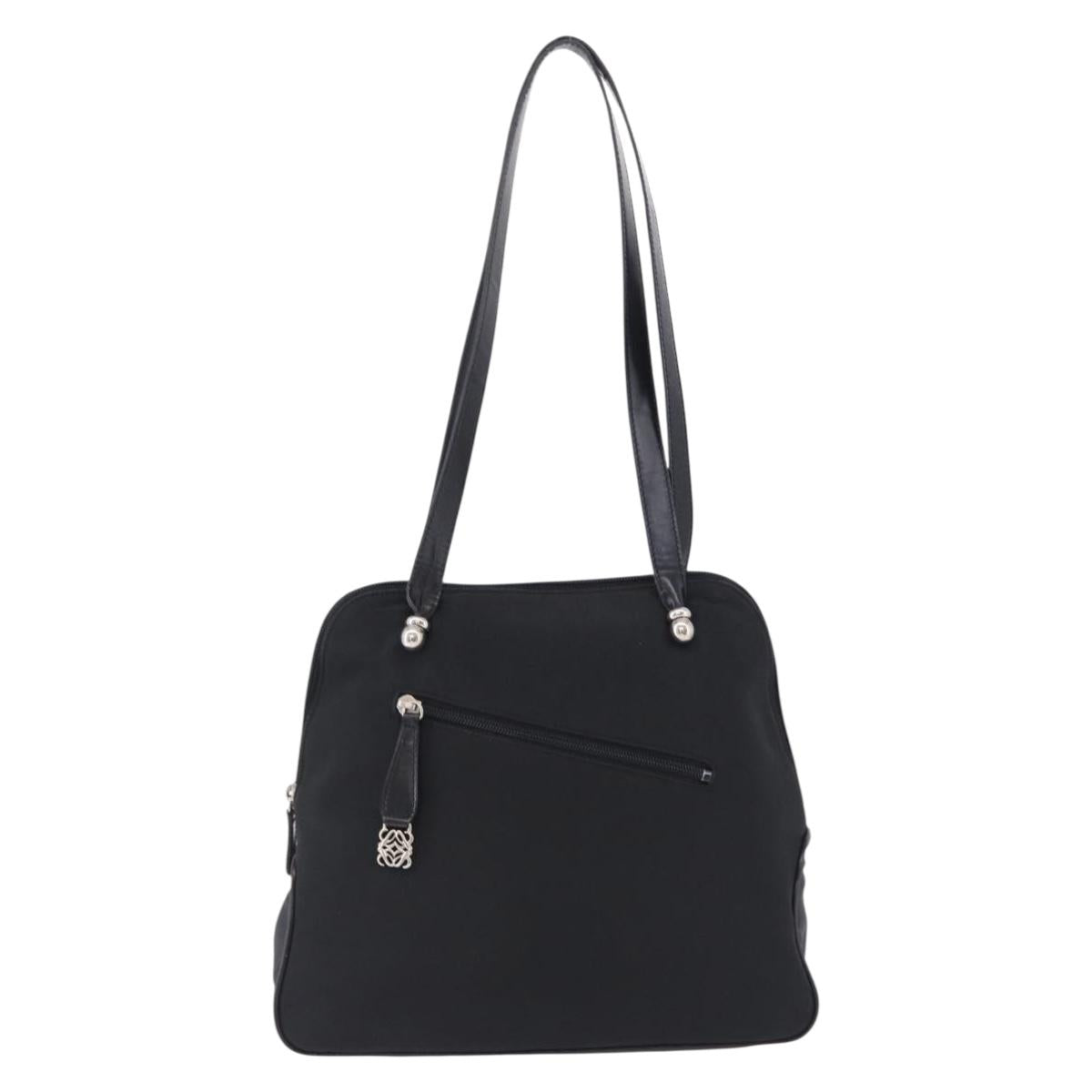 LOEWE Shoulder Bag Nylon Black Silver Auth bs36404