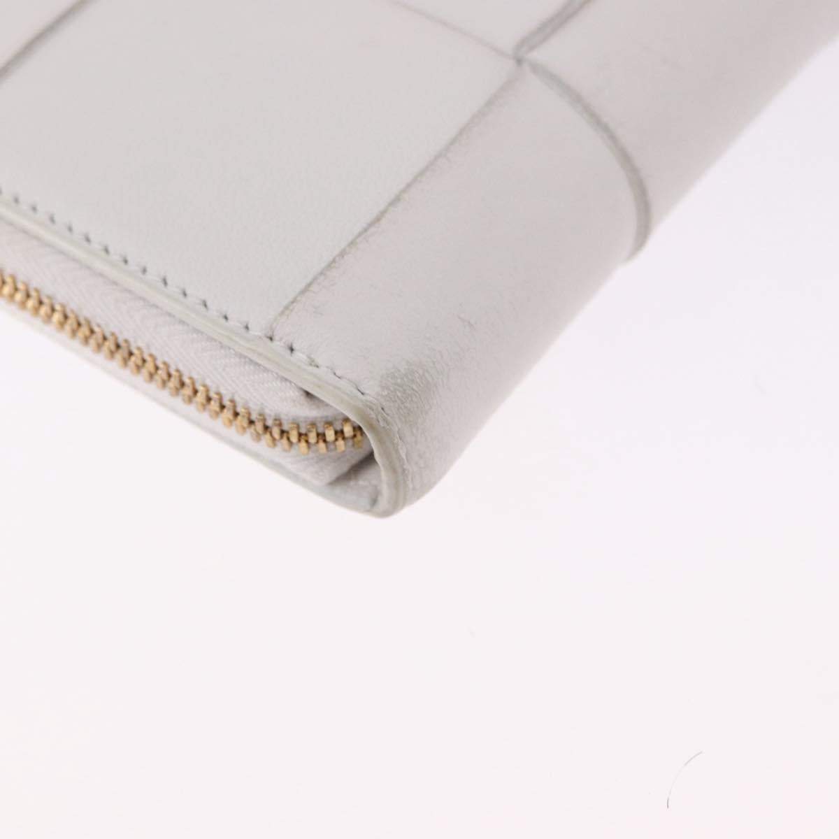 BOTTEGA VENETA MAXI INTRECCIATO Long Wallet Leather White Gold Auth bs36408