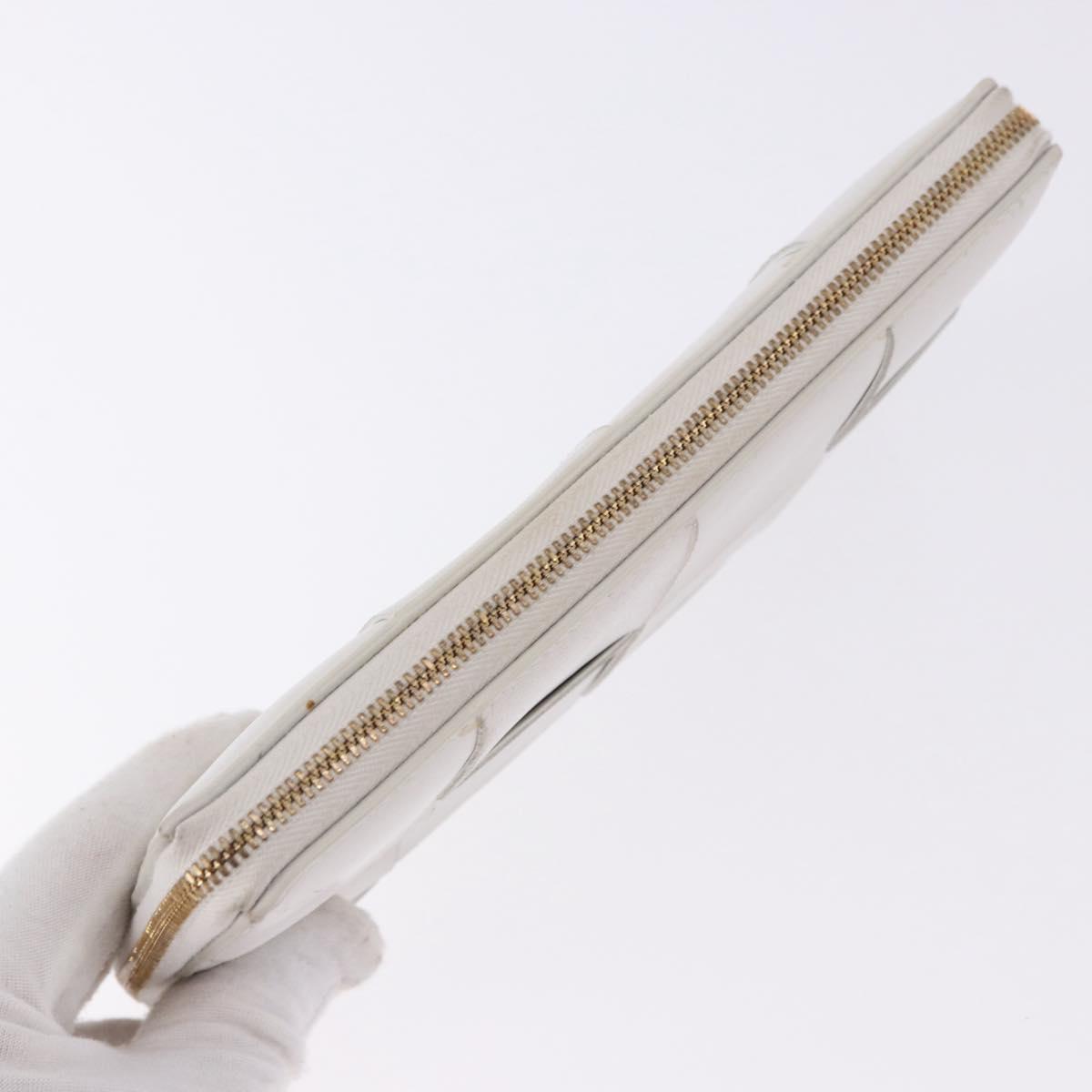 BOTTEGA VENETA MAXI INTRECCIATO Long Wallet Leather White Gold Auth bs36408