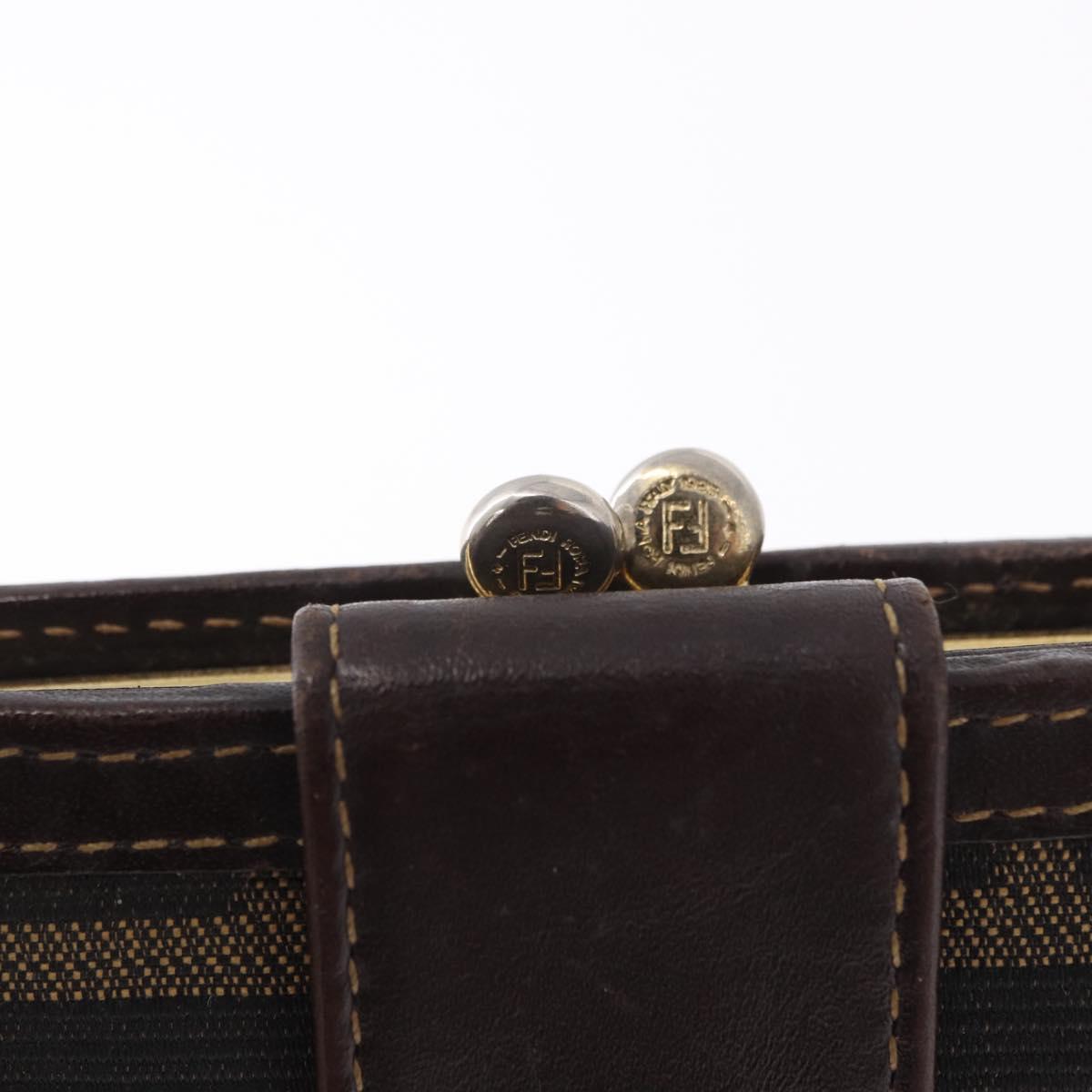 FENDI Zucca Canvas Bifold Wallet Black Brown Auth bs36409