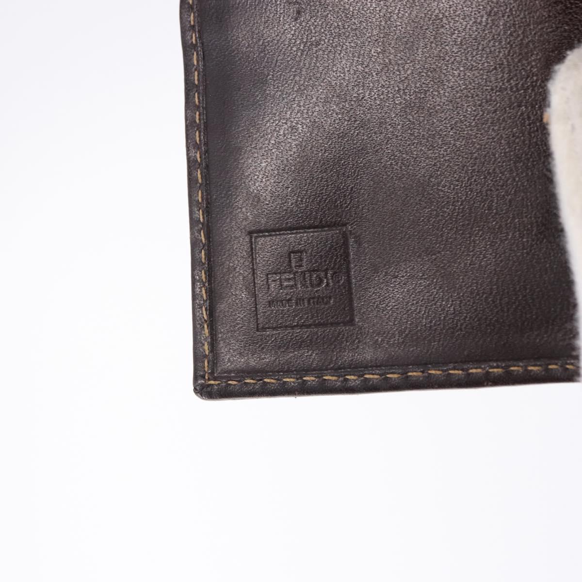 FENDI Zucca Canvas Bifold Wallet Black Brown Auth bs36409