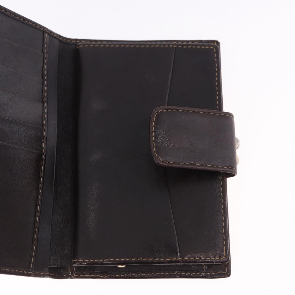 FENDI Zucca Canvas Bifold Wallet Black Brown Auth bs36409