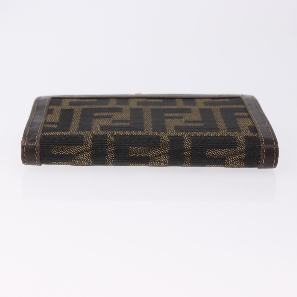 FENDI Zucca Canvas Bifold Wallet Black Brown Auth bs36409
