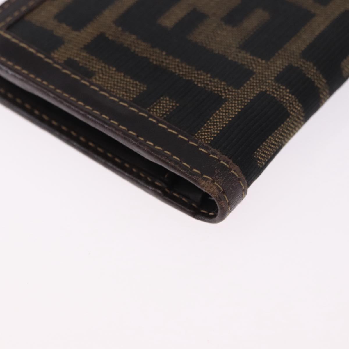 FENDI Zucca Canvas Bifold Wallet Black Brown Auth bs36409