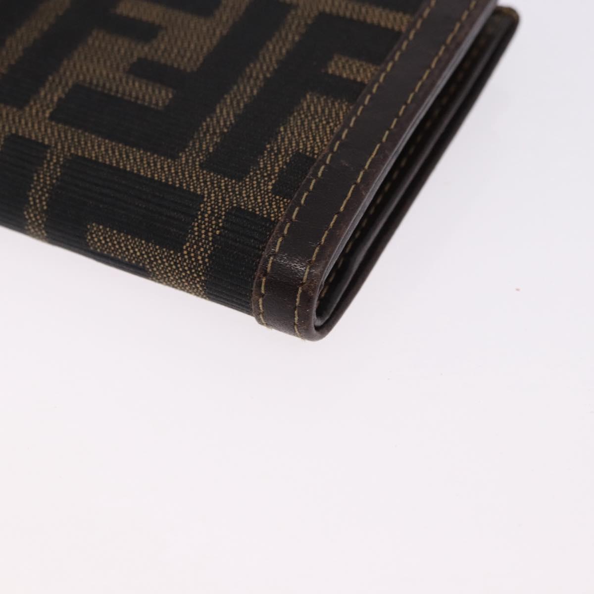 FENDI Zucca Canvas Bifold Wallet Black Brown Auth bs36409