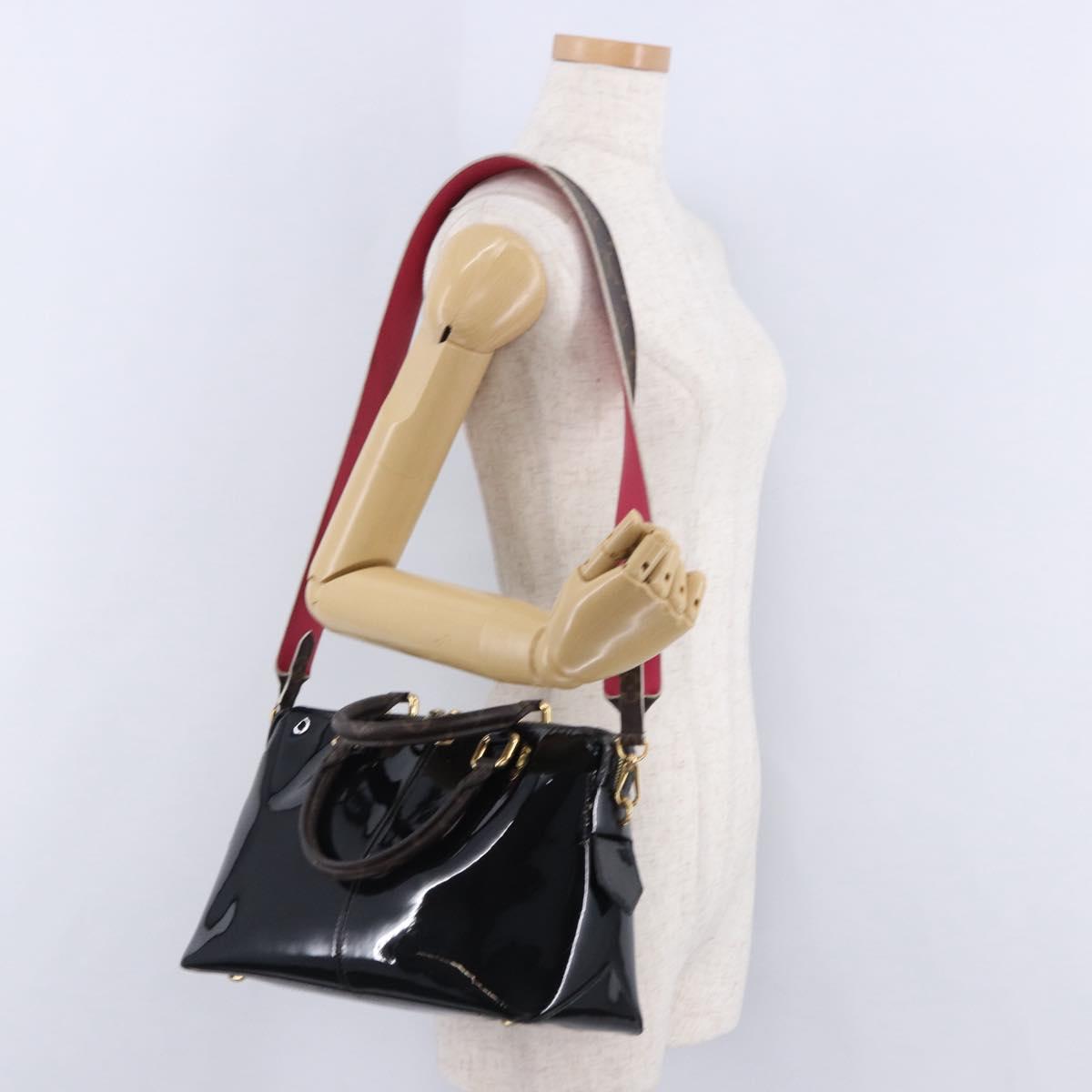 LOUIS VUITTON Tote Miroir Hand Bag Patent 2way Black M54626 LV Auth bs36411