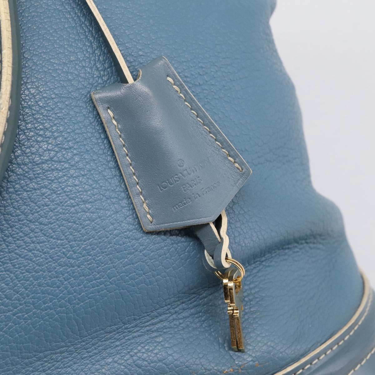 LOUIS VUITTON Suhari Lockit PM Hand Bag Leather Blue Gold M95434 LV Auth bs36420