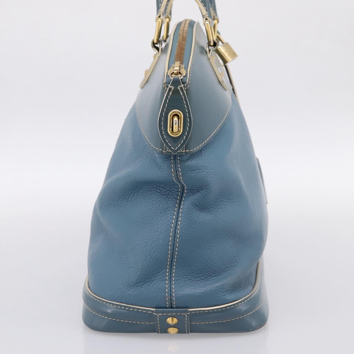 LOUIS VUITTON Suhari Lockit PM Hand Bag Leather Blue Gold M95434 LV Auth bs36420