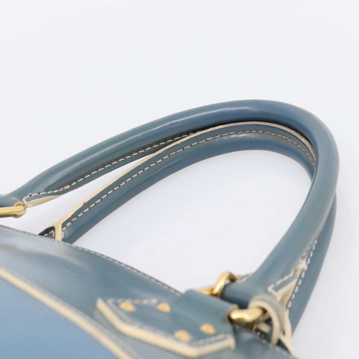 LOUIS VUITTON Suhari Lockit PM Hand Bag Leather Blue Gold M95434 LV Auth bs36420