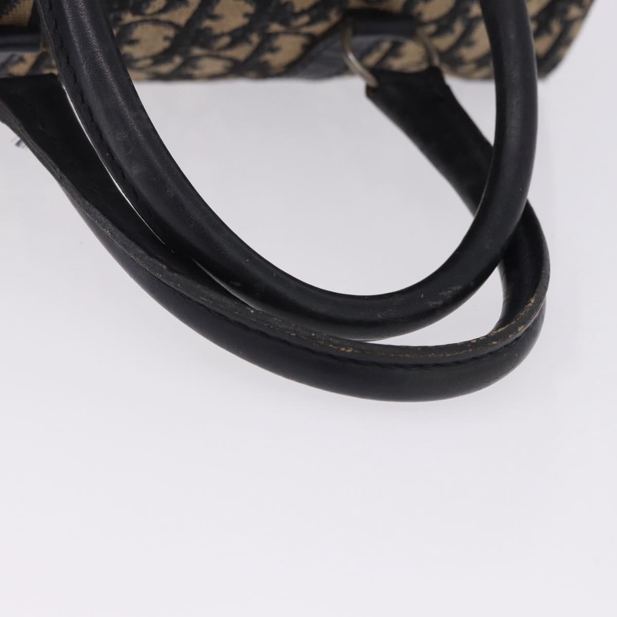 Christian Dior Trotter Canvas Boston Bag Navy Silver Auth bs36422