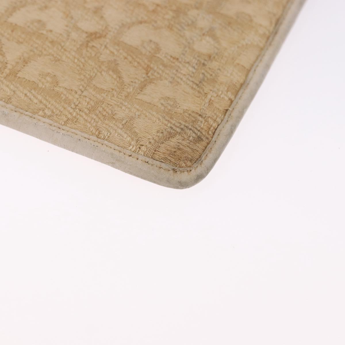 Christian Dior Trotter Canvas Pouch Beige Gold Auth bs36424