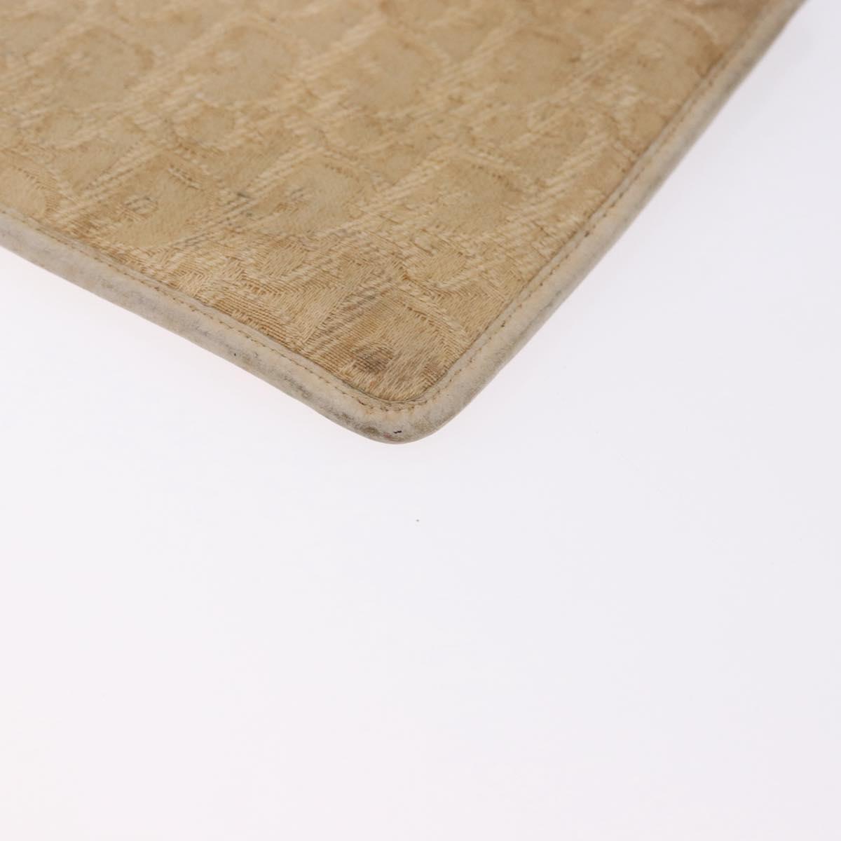 Christian Dior Trotter Canvas Pouch Beige Gold Auth bs36424