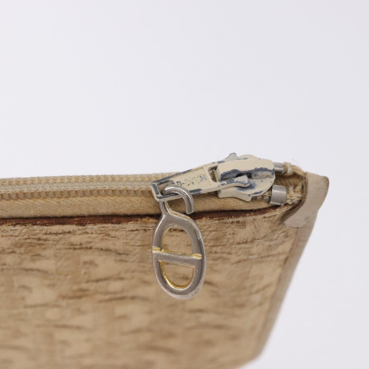 Christian Dior Trotter Canvas Pouch Beige Gold Auth bs36424