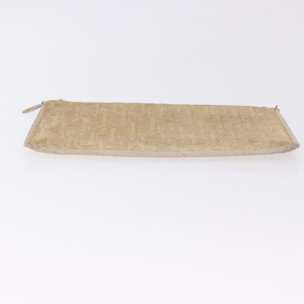 Christian Dior Trotter Canvas Pouch Beige Gold Auth bs36424