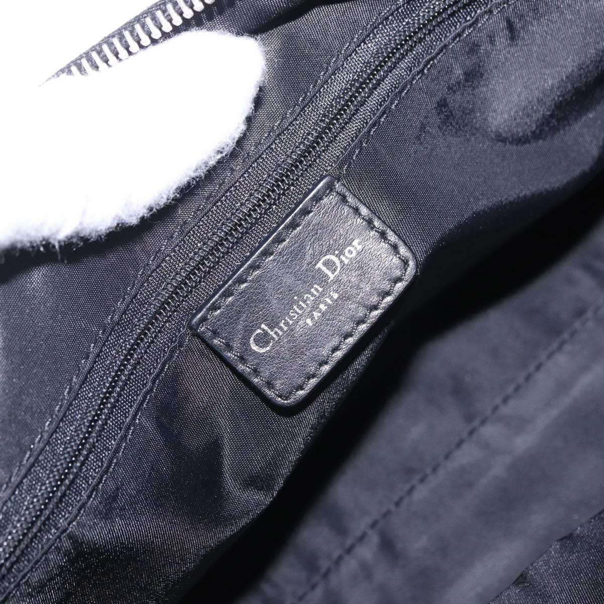 Christian Dior Trotter Canvas Hand Bag Black Silver Auth bs36425V