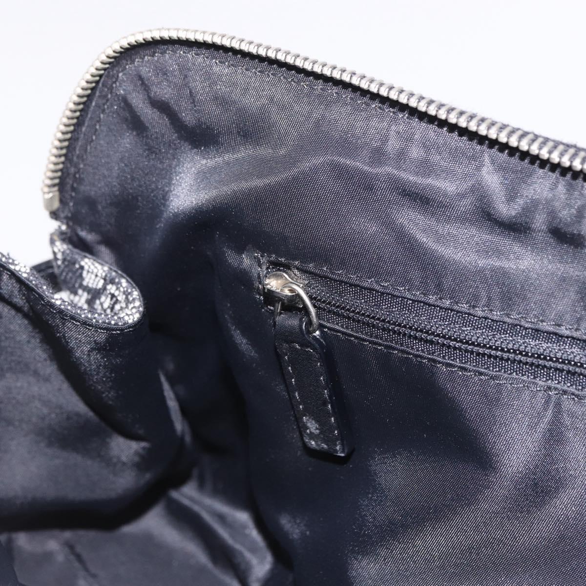 Christian Dior Trotter Canvas Hand Bag Black Silver Auth bs36425V