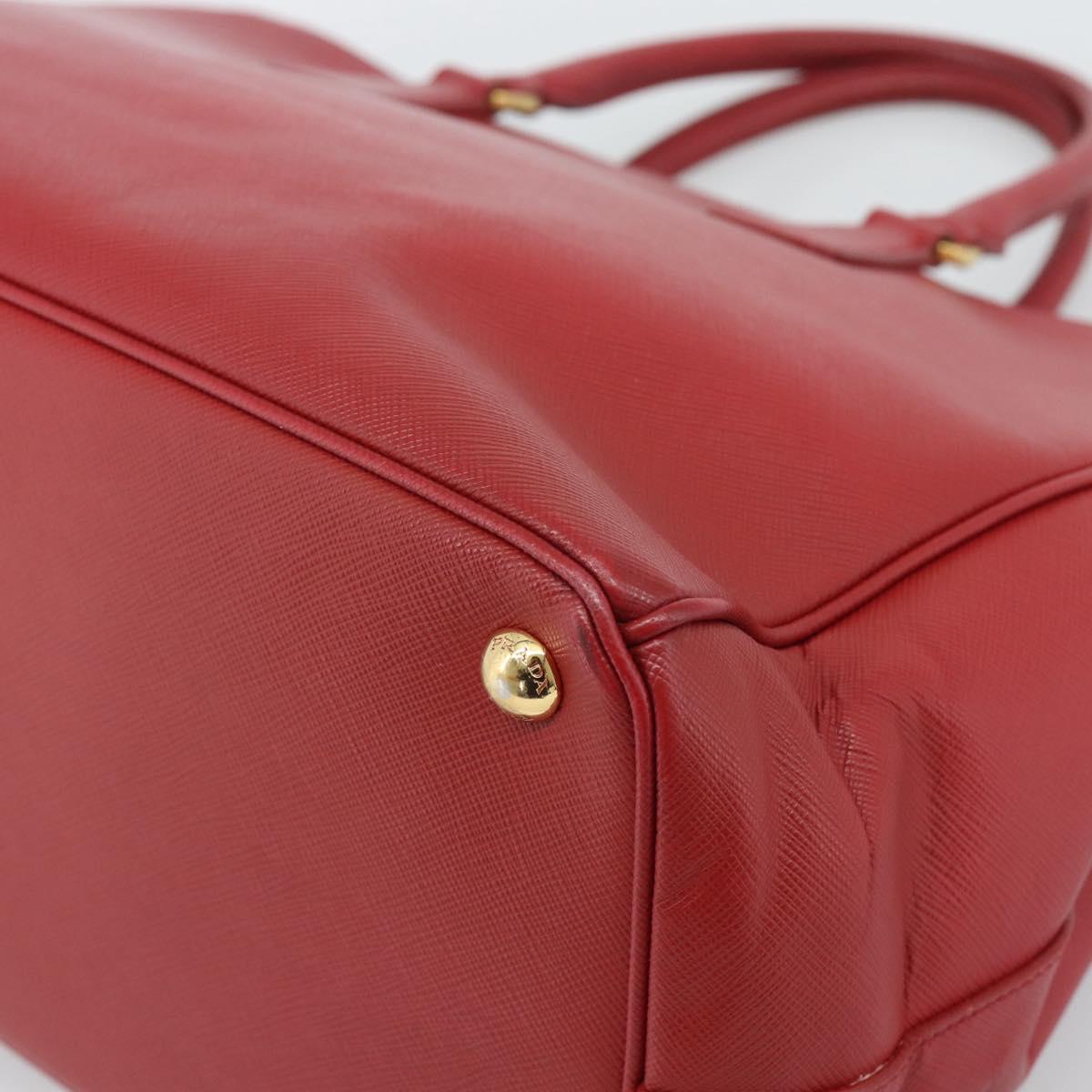 PRADA Hand Bag Safiano Leather Red Gold Auth bs36426V