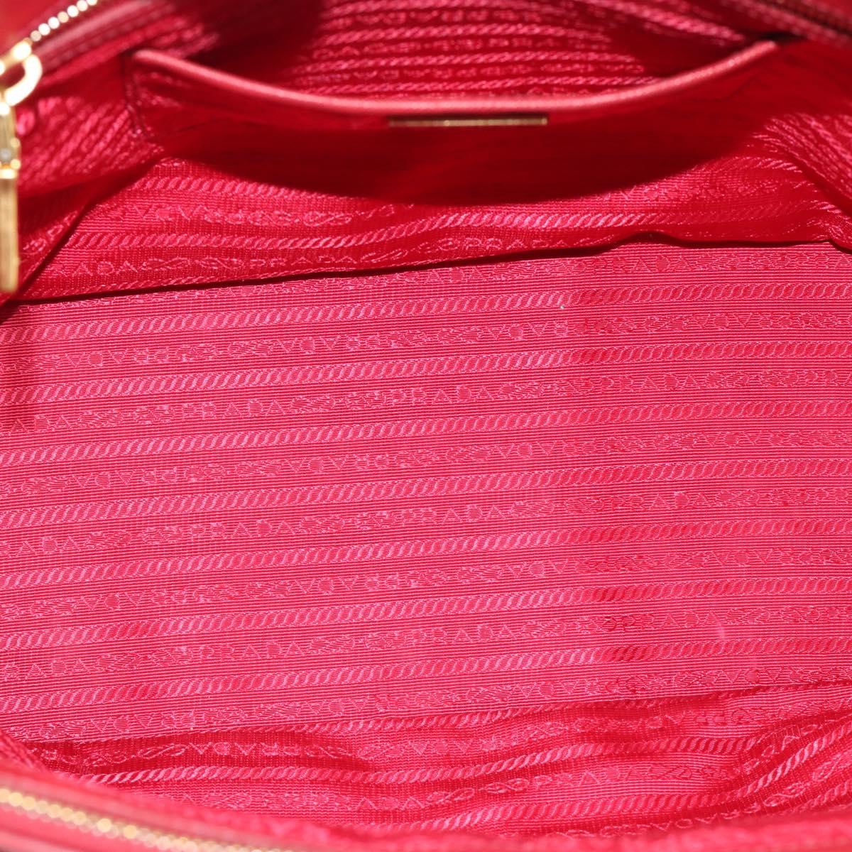 PRADA Hand Bag Safiano Leather Red Gold Auth bs36426V