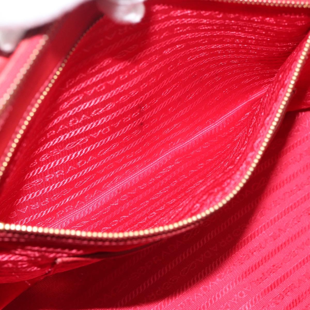 PRADA Hand Bag Safiano Leather Red Gold Auth bs36426V