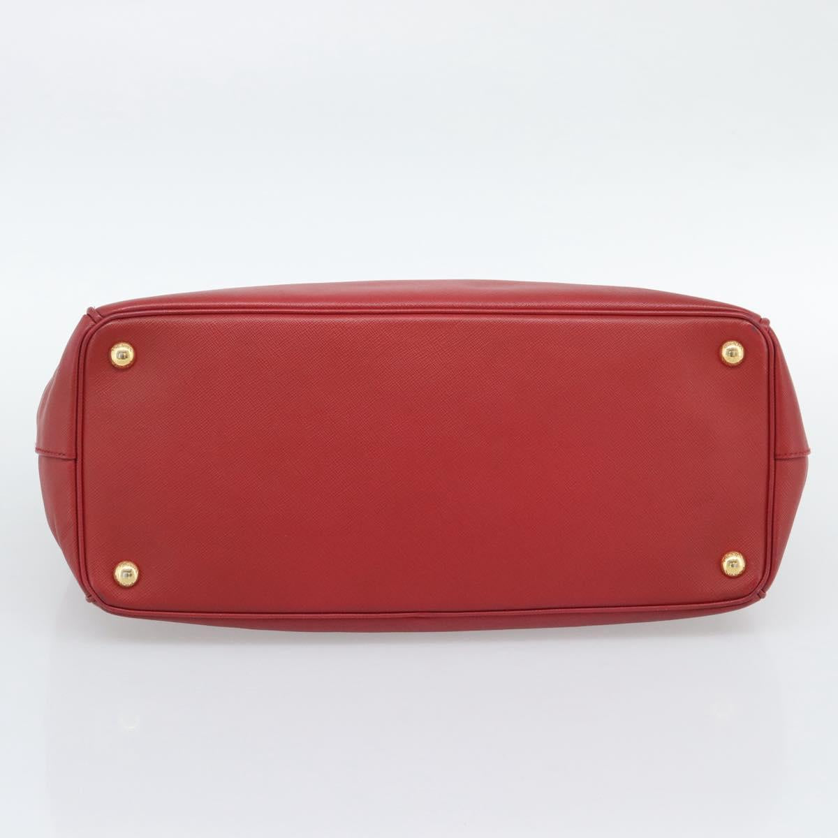 PRADA Hand Bag Safiano Leather Red Gold Auth bs36426V