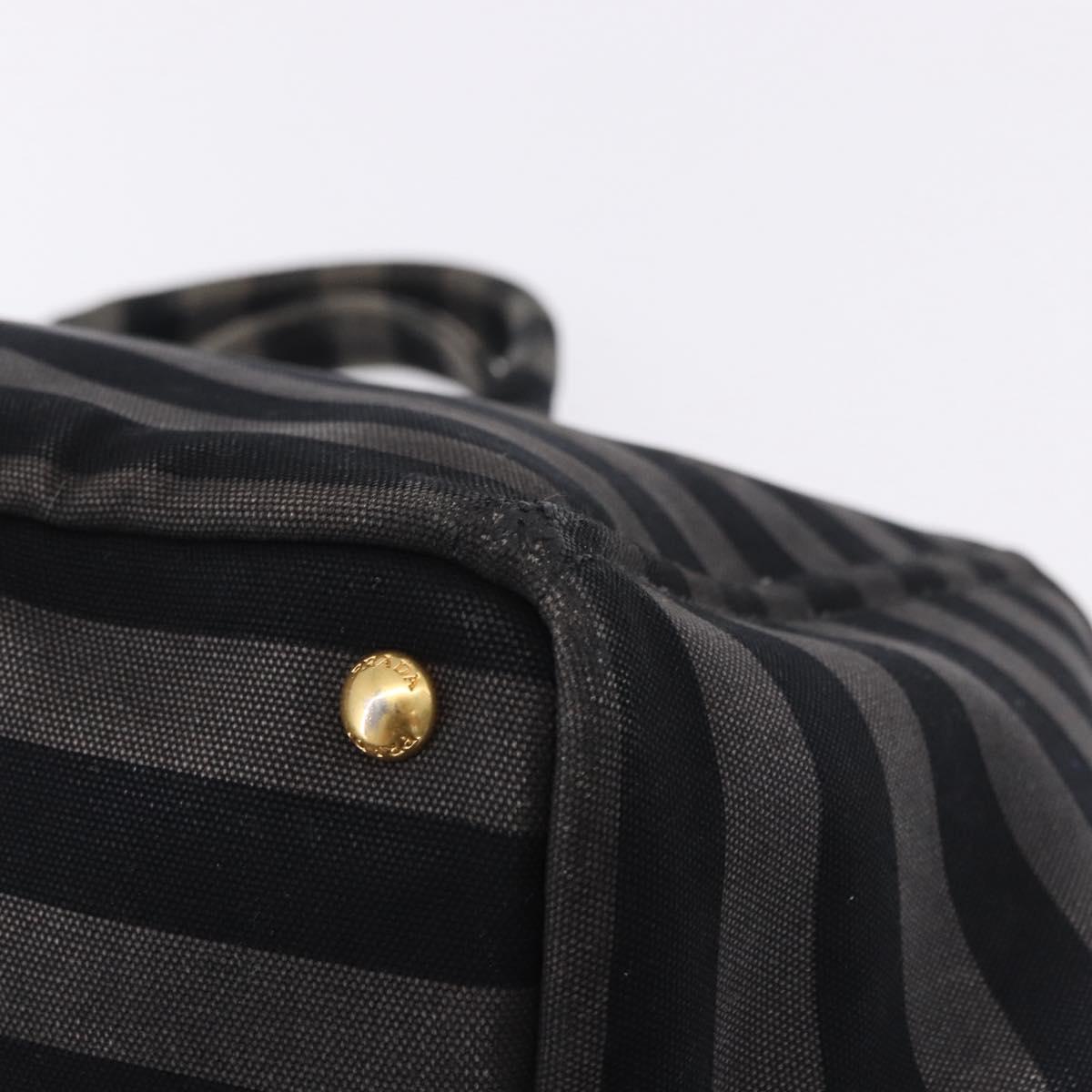 PRADA Canapa GM Tote Bag Canvas Black Gold Auth bs36427
