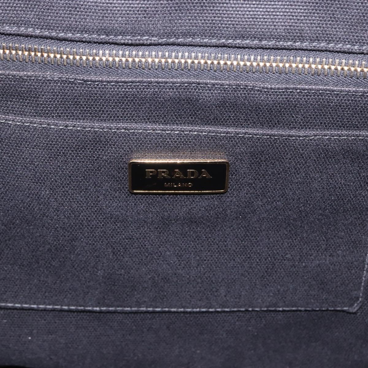 PRADA Canapa GM Tote Bag Canvas Black Gold Auth bs36427