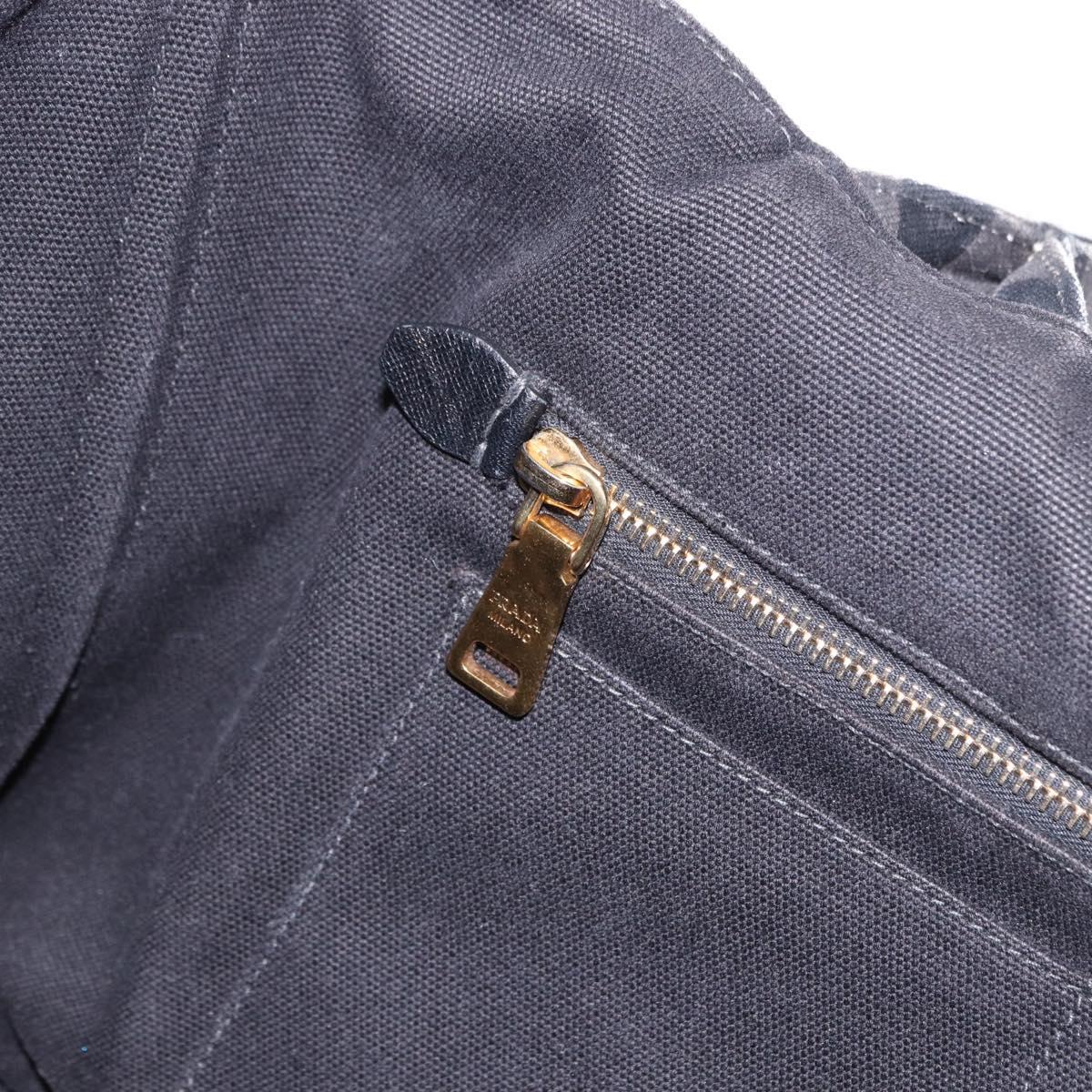 PRADA Canapa GM Tote Bag Canvas Black Gold Auth bs36427