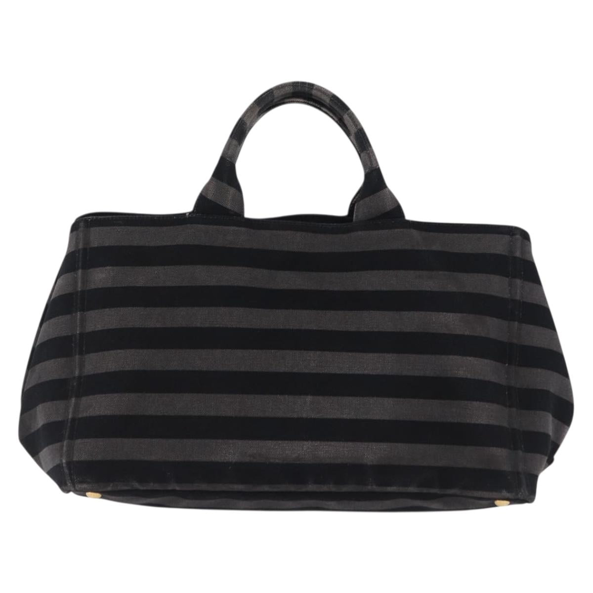 PRADA Canapa GM Tote Bag Canvas Black Gold Auth bs36427