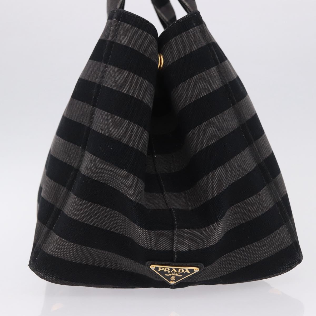 PRADA Canapa GM Tote Bag Canvas Black Gold Auth bs36427