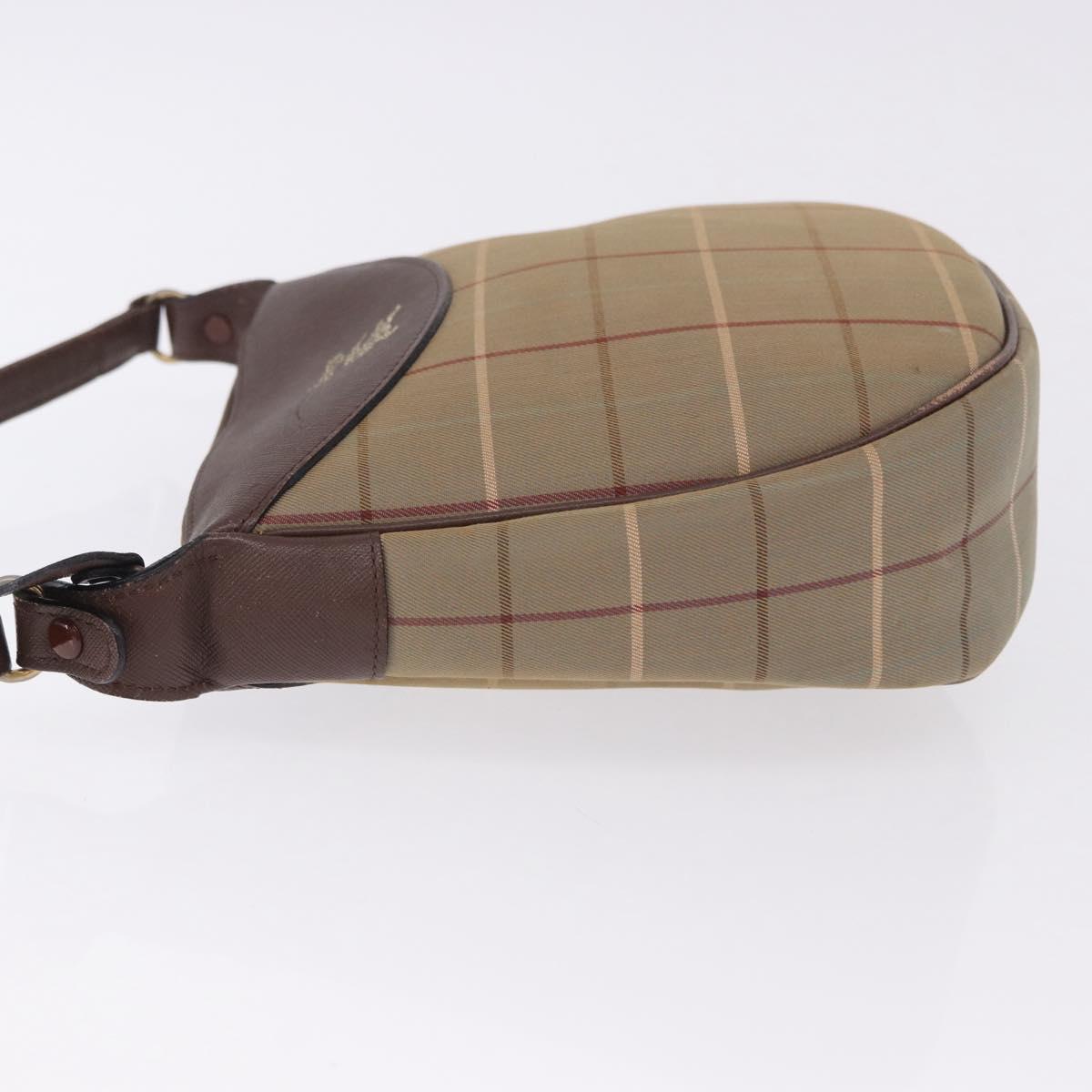 Burberrys Nova Check Shoulder Bag Canvas Beige Gold Auth bs36428