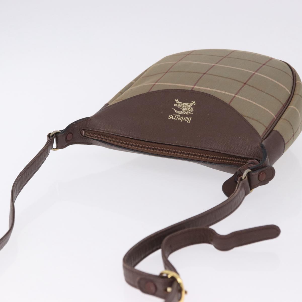 Burberrys Nova Check Shoulder Bag Canvas Beige Gold Auth bs36428