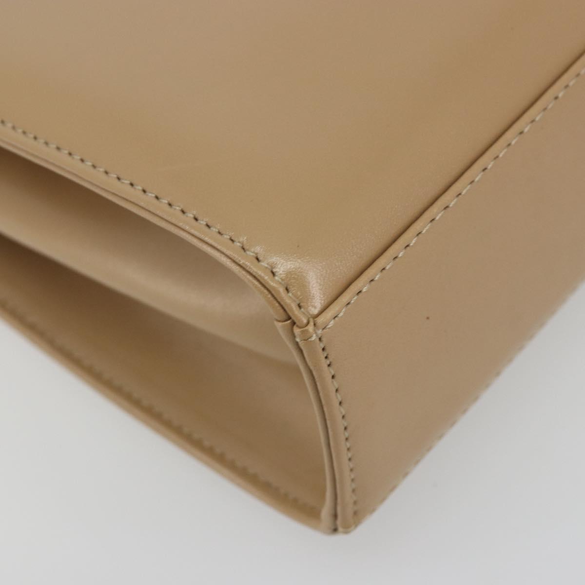 GIVENCHY Hand Bag Leather Beige Gold Auth bs36429