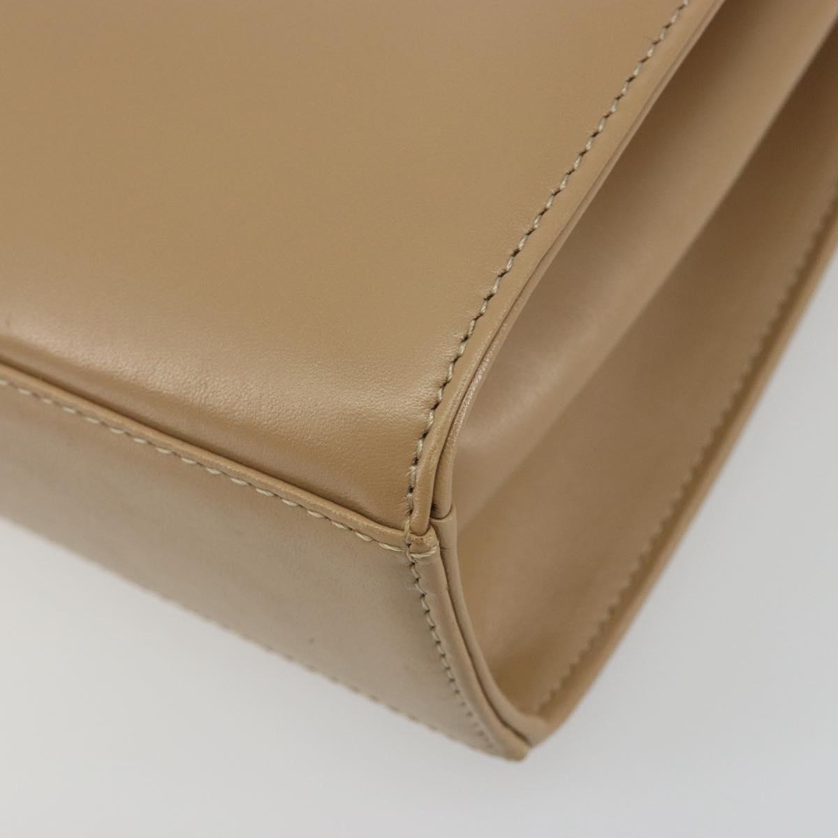 GIVENCHY Hand Bag Leather Beige Gold Auth bs36429