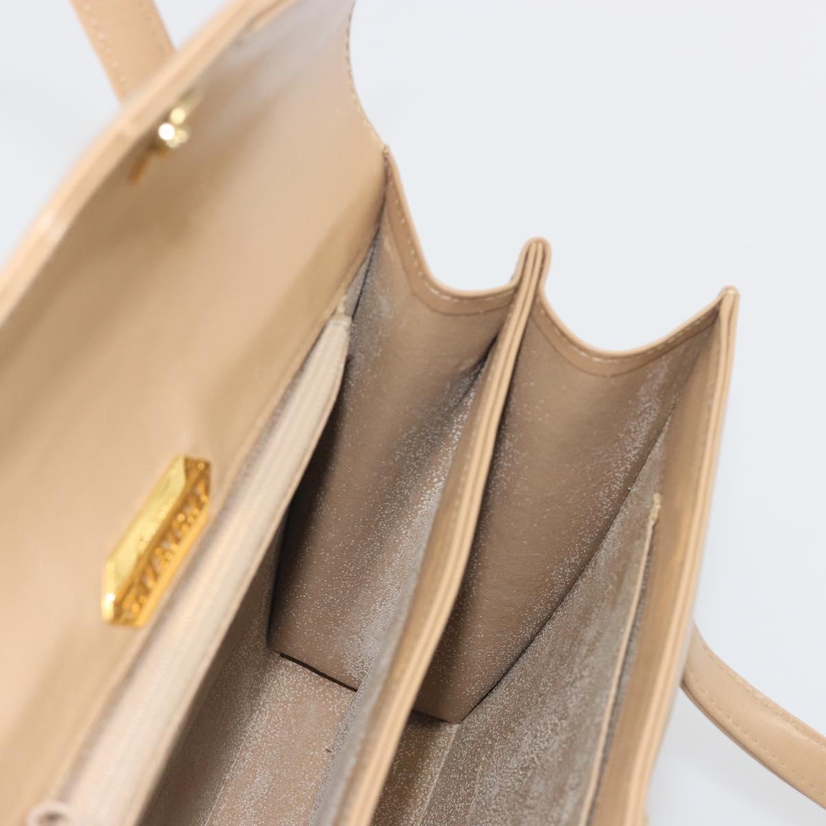 GIVENCHY Hand Bag Leather Beige Gold Auth bs36429