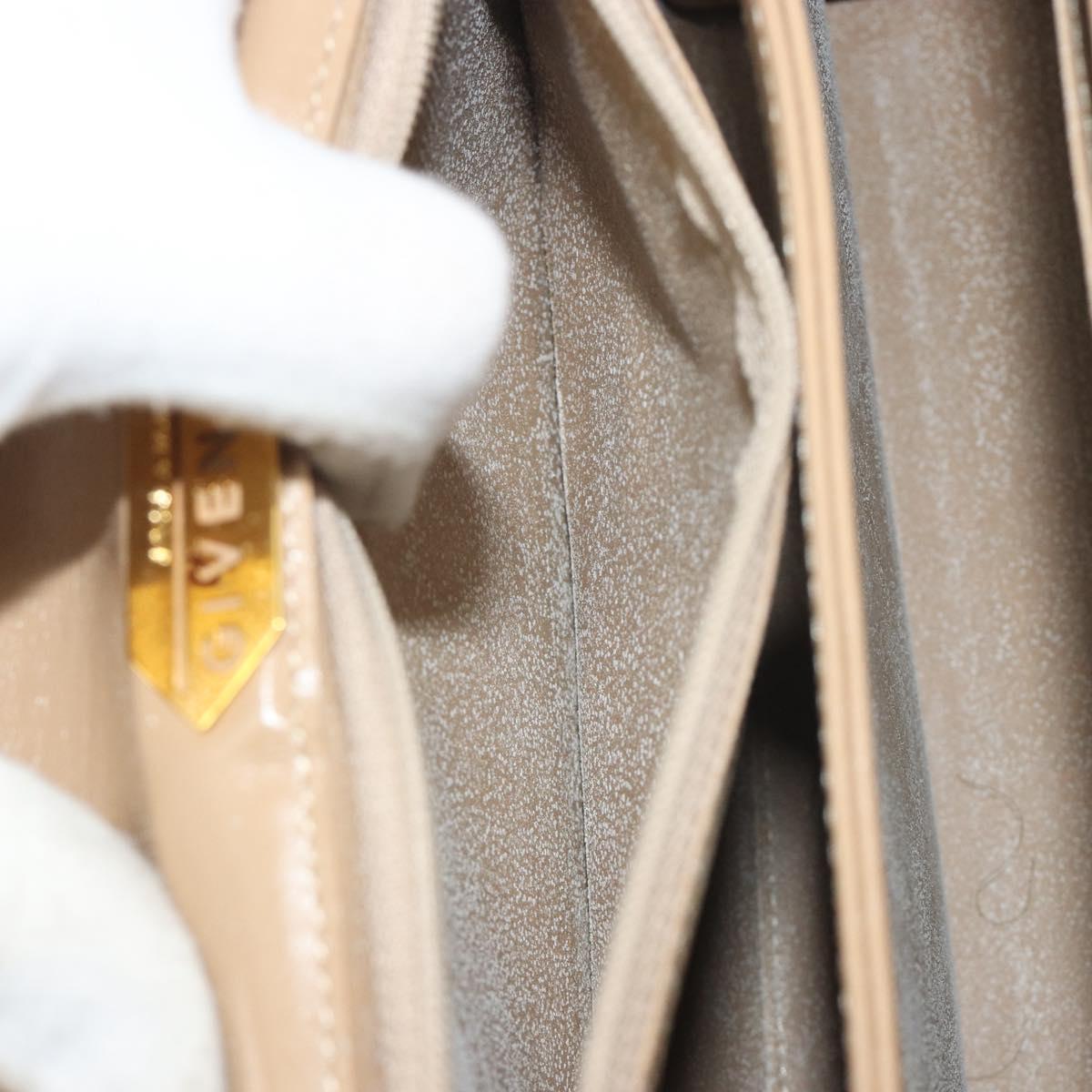 GIVENCHY Hand Bag Leather Beige Gold Auth bs36429