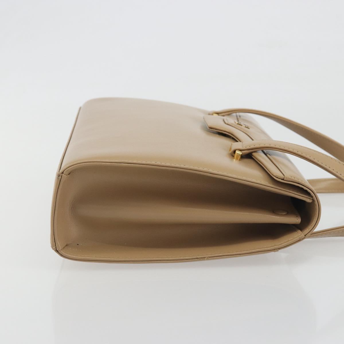 GIVENCHY Hand Bag Leather Beige Gold Auth bs36429