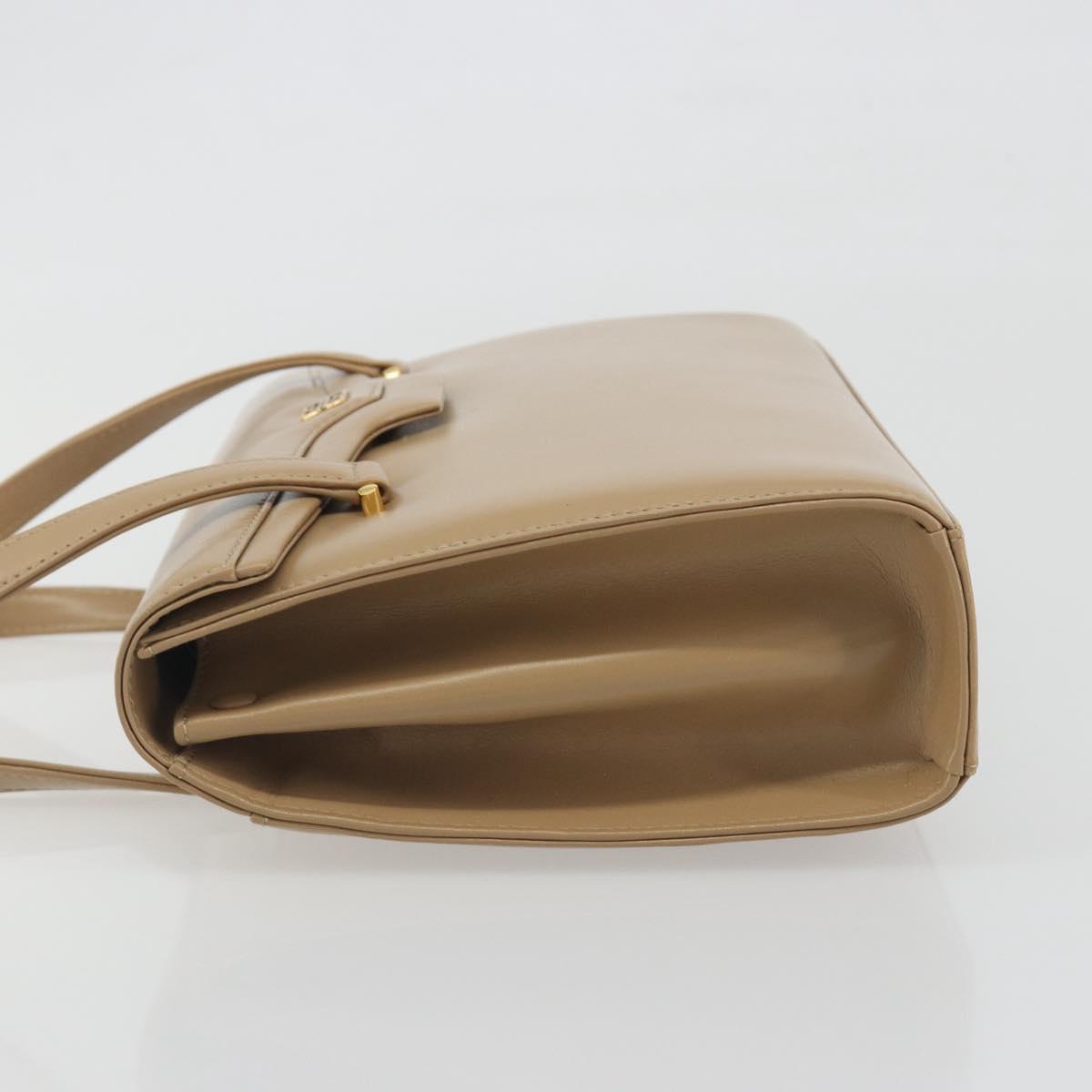 GIVENCHY Hand Bag Leather Beige Gold Auth bs36429