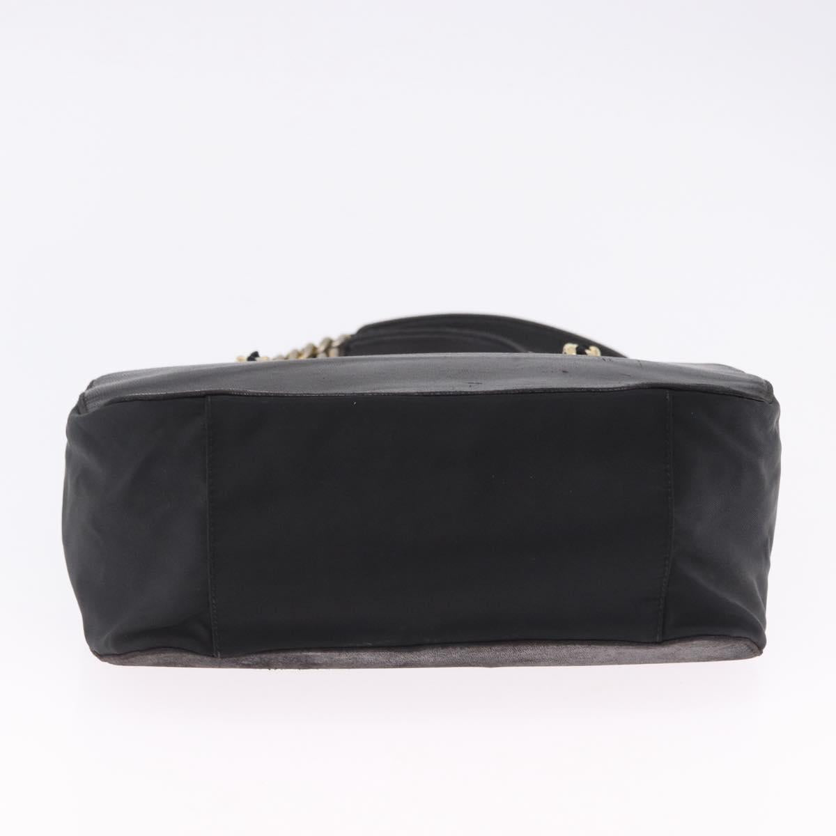 PRADA Chain Shoulder Bag Leather Black Gold Auth bs36432