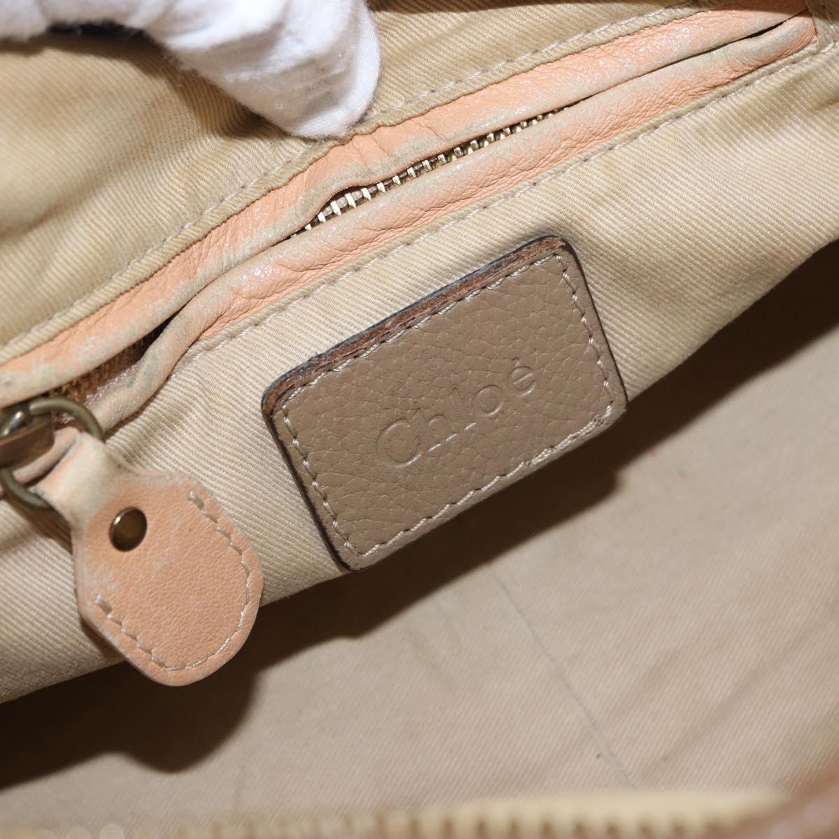 Chloe Mercy Shoulder Bag Leather 2way Beige Gold Auth bs36433